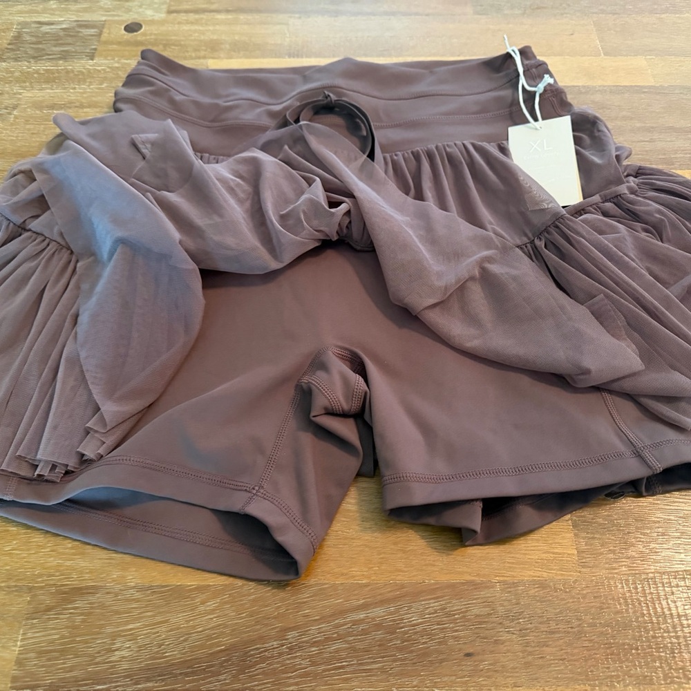 POPFLEX Women's Layered Ruffle Skort - Mauve Brown “peppercorn” - Picture 2 of 6